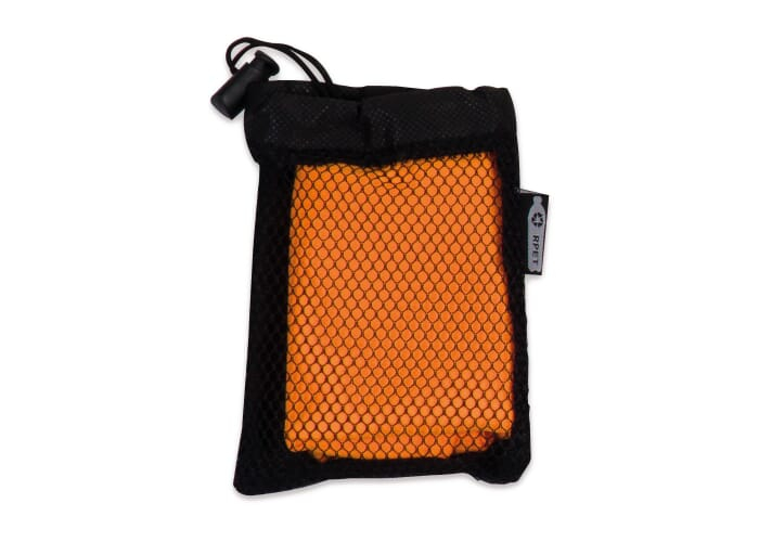 Serviette publicitaire rafraichissante rPET 30 x 80 cm noir / Orange